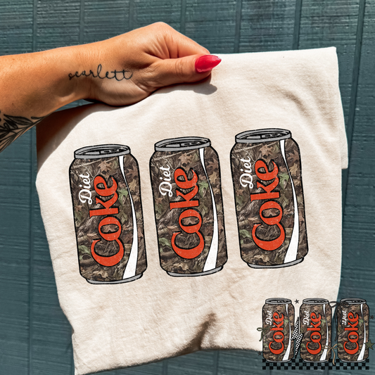 Camo Diet Coke (Frilly Option) Full Color DTF Transfer