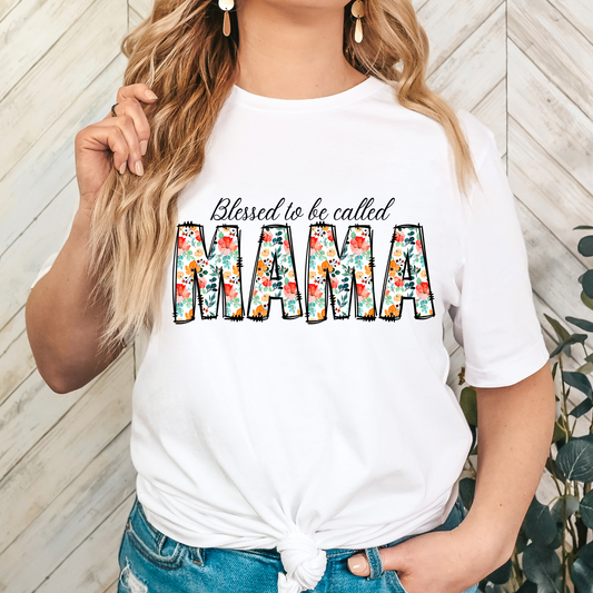 Blessed To Be Called Mama (Orange Floral - CUSTOMIZABLE) Full Color DTF Transfer