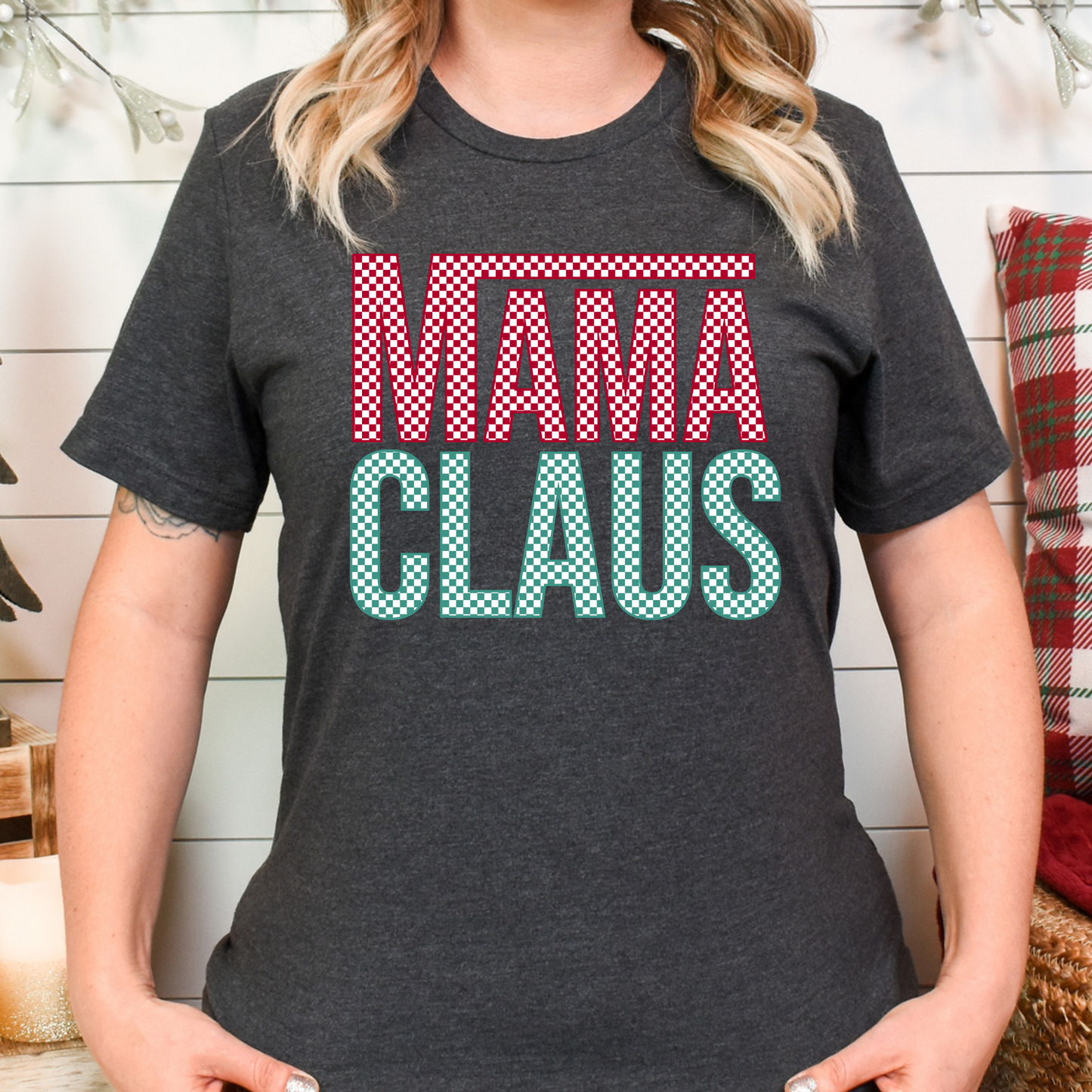 Mama Claus Checkered Full Color DTF Transfer