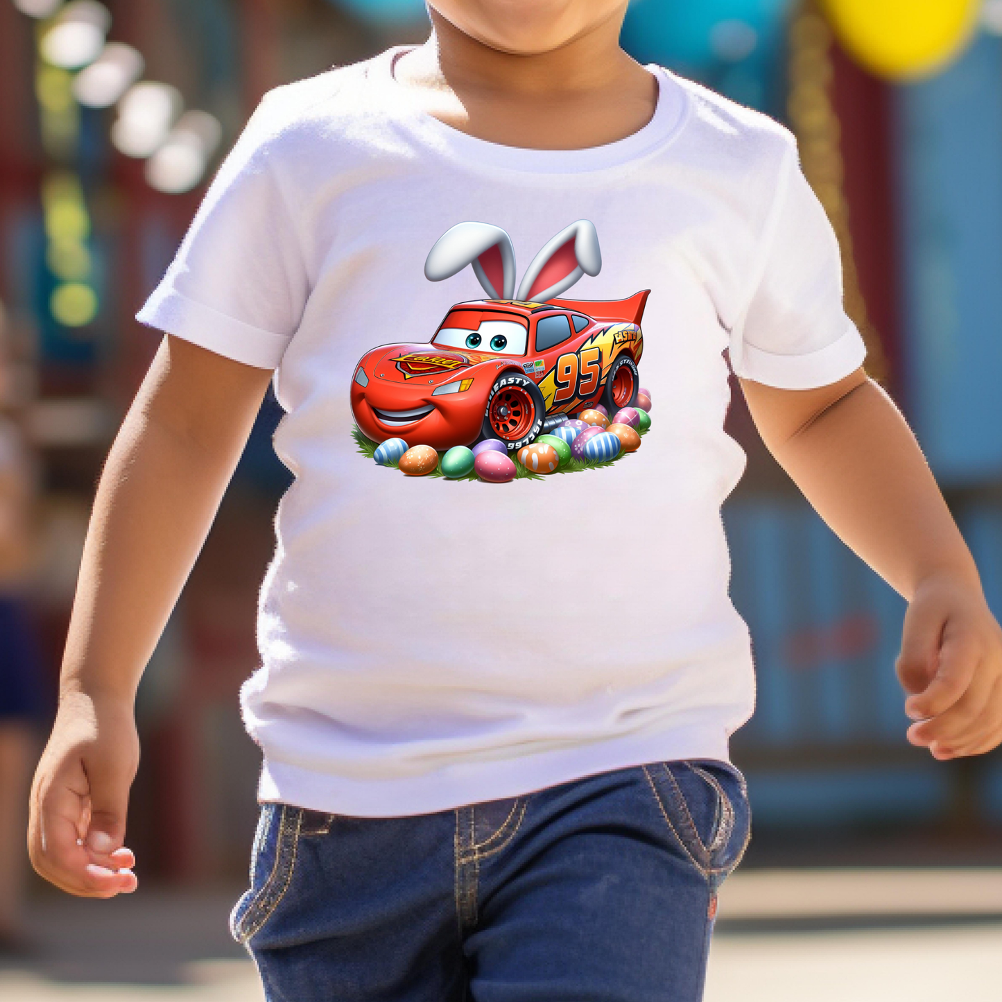 Lightening McQueen Bunny w/Eggs Full Color DTF Transfer