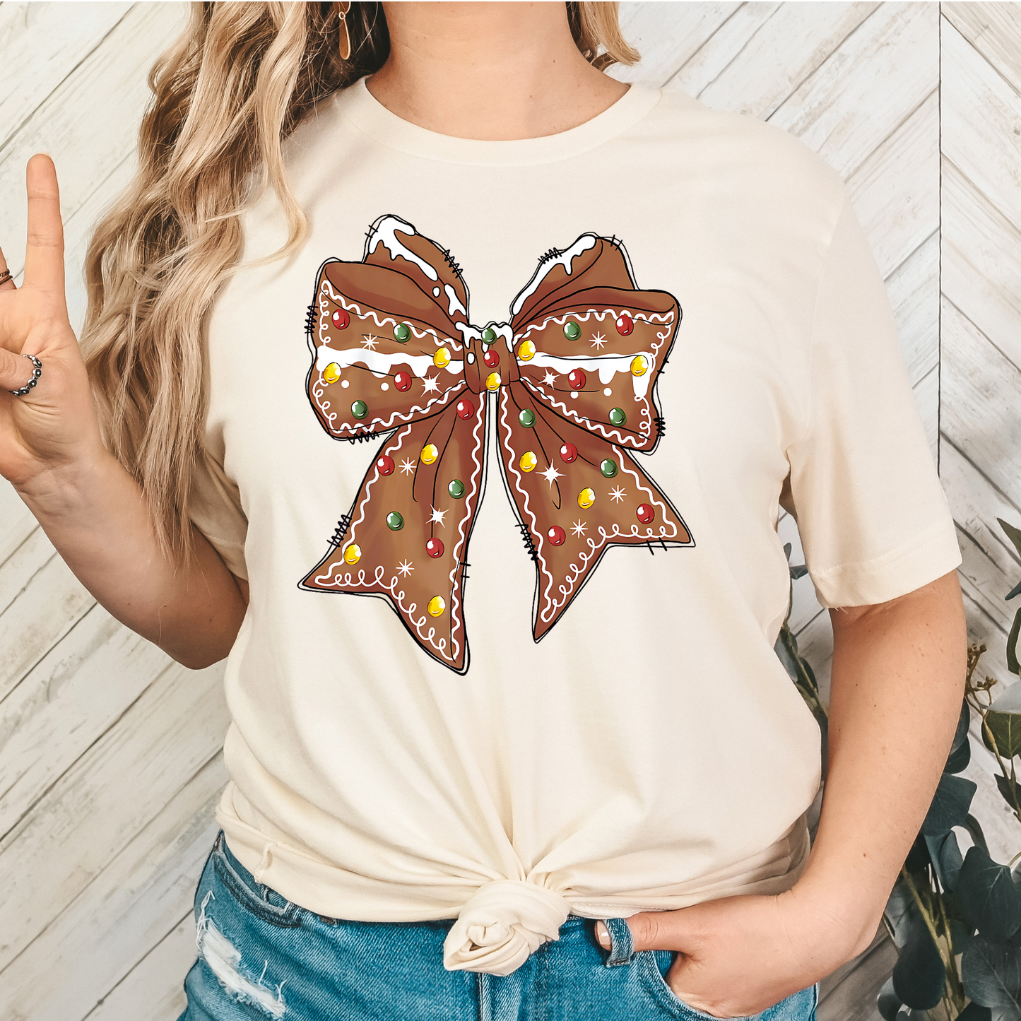 Gingerbread Bow Full Color DTF Transfer