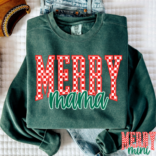 Merry Mama Checkered (Mini Option) Full Color DTF Transfer