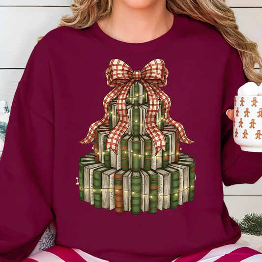 Book shaped Tree with Bow Full Color DTF Transfer