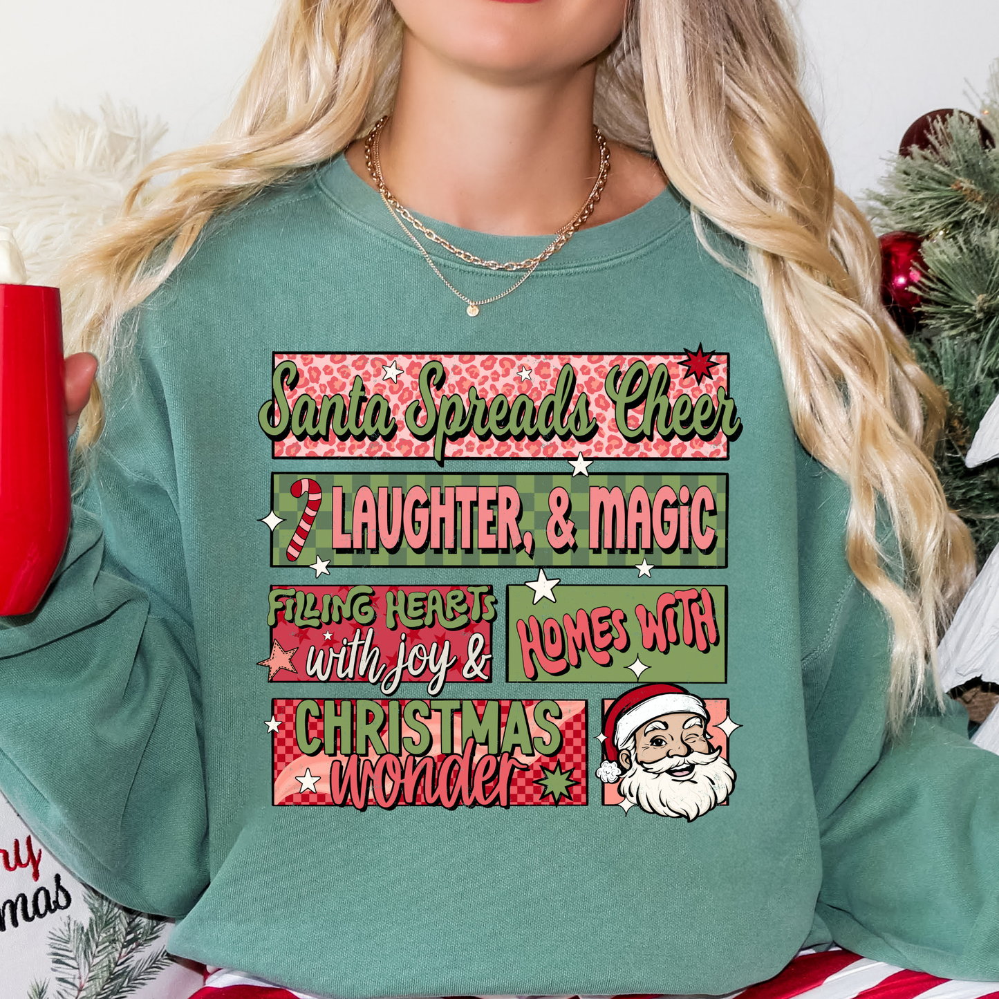 Santa Spreads Cheer Full Color DTF Transfer