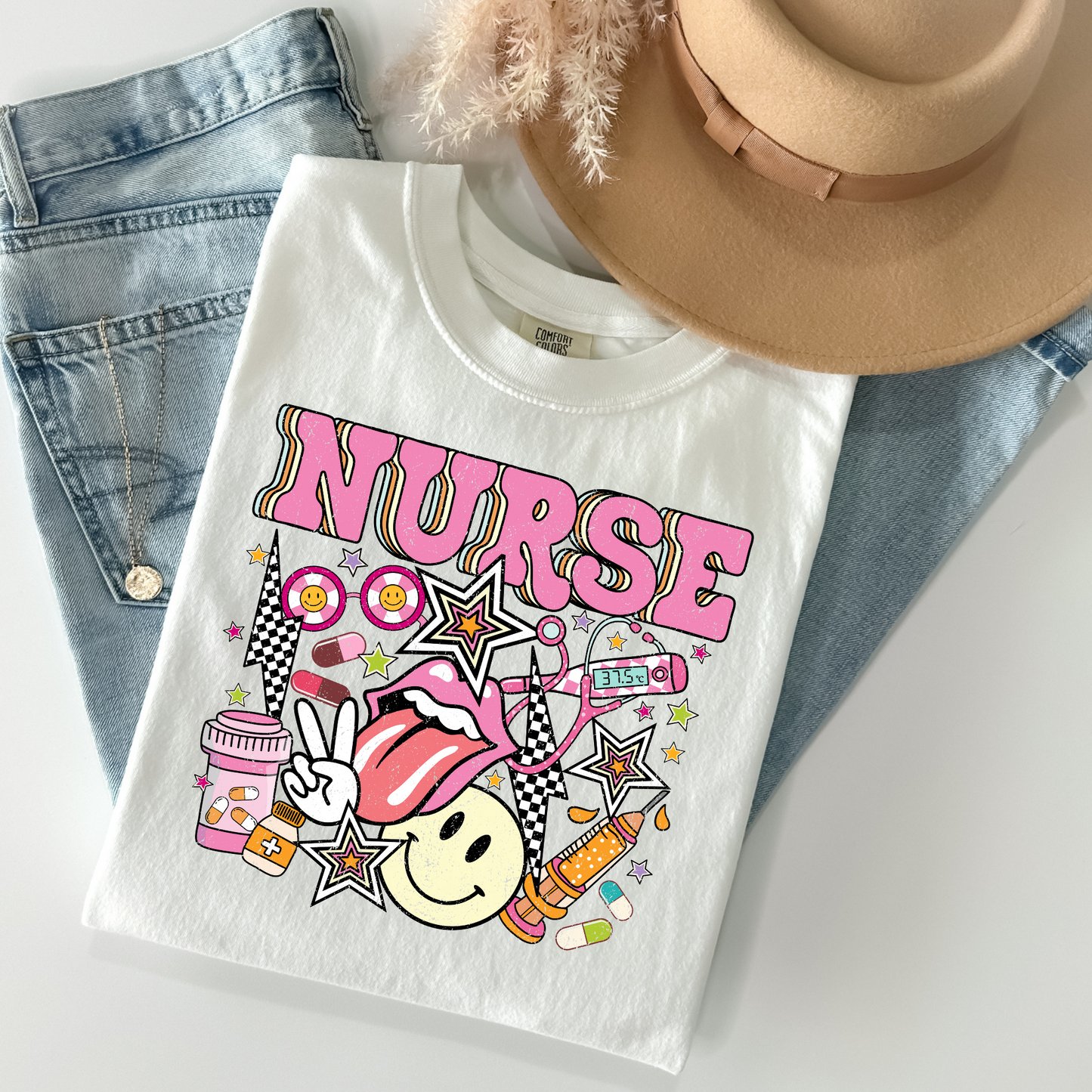 Nurse Collage w/Icons Full Color DTF Transfer