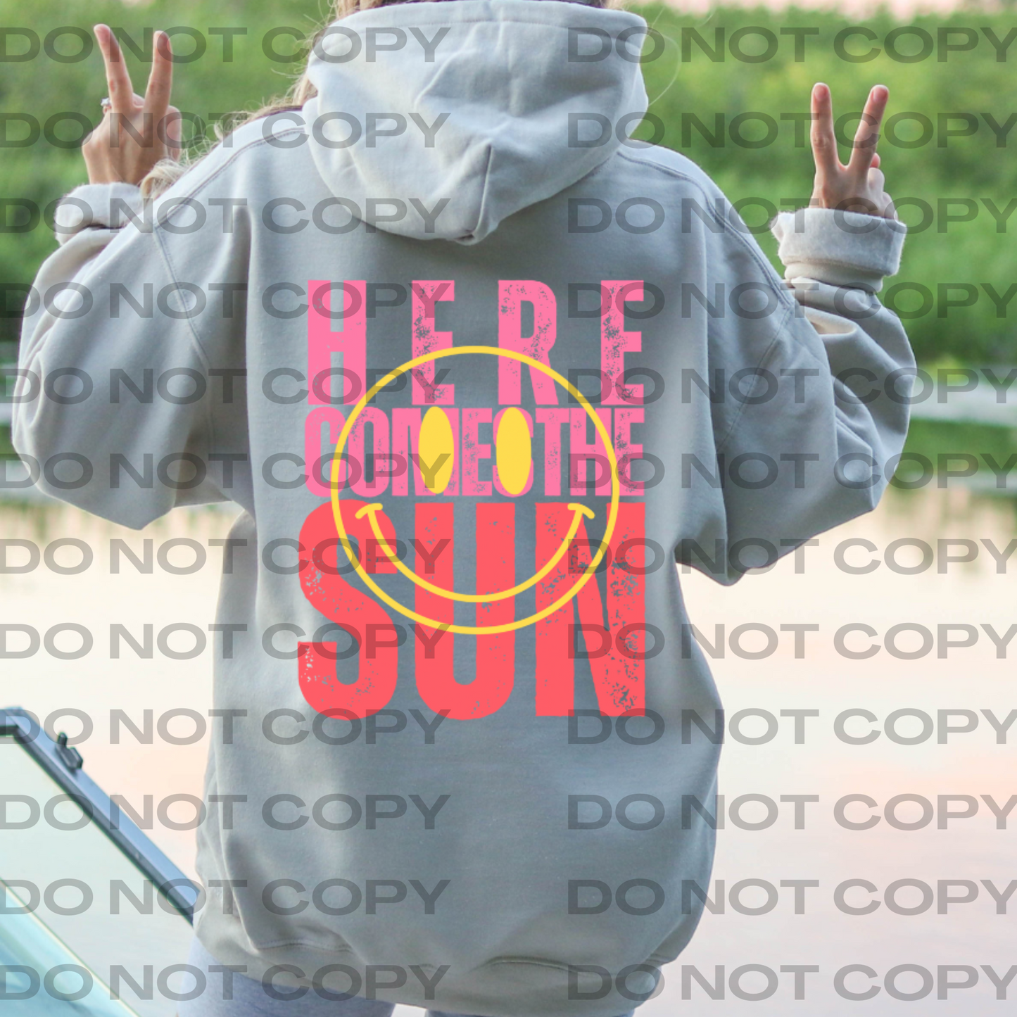 Here Comes The Sun Yellow Smiley Full Color DTF Transfer