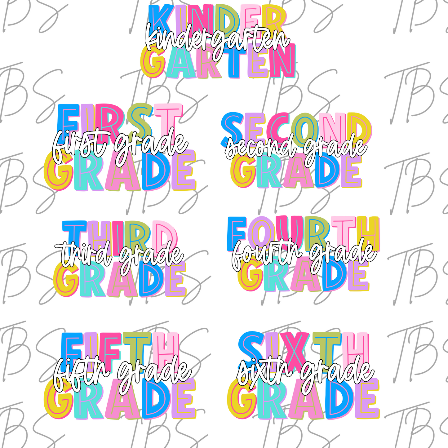 Grade w/ Bright Color Letters (MULTI GRADE OPTIONS) Checkered Back To School Full Color DTF Transfers