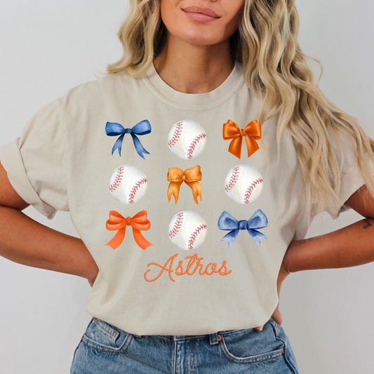 Baseball/Bows Houston Astros (Rope Text) Full Color DTF Transfer