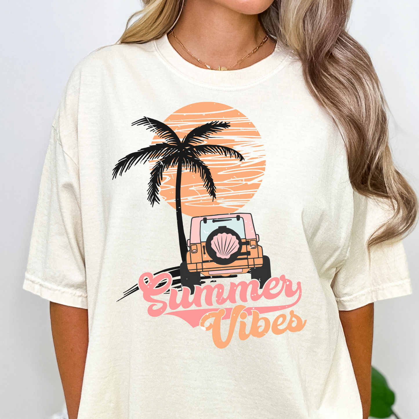 Summer Vibes (Jeep - Palm Trees) Full Color DTF Transfer