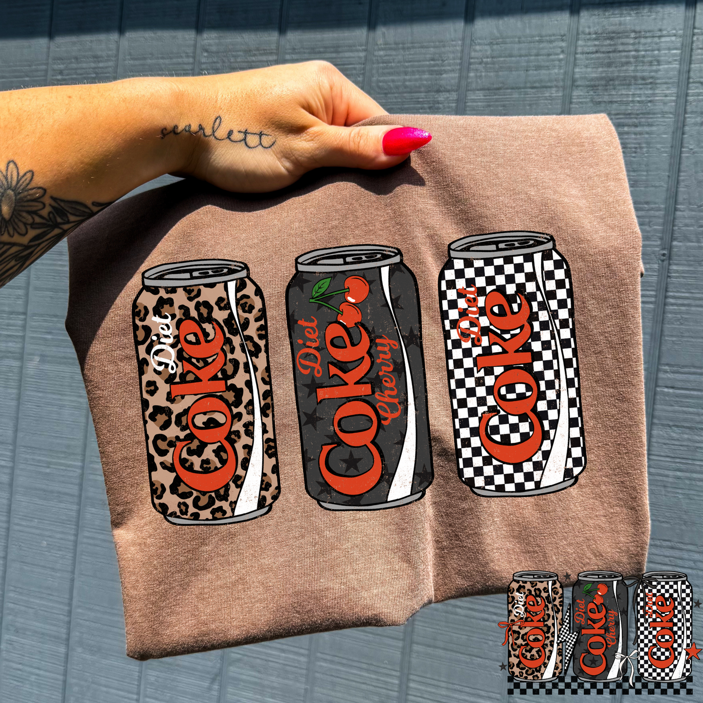 Checkered- Leopard - Star Diet Coke (Frilly Option) Full Color DTF Transfer