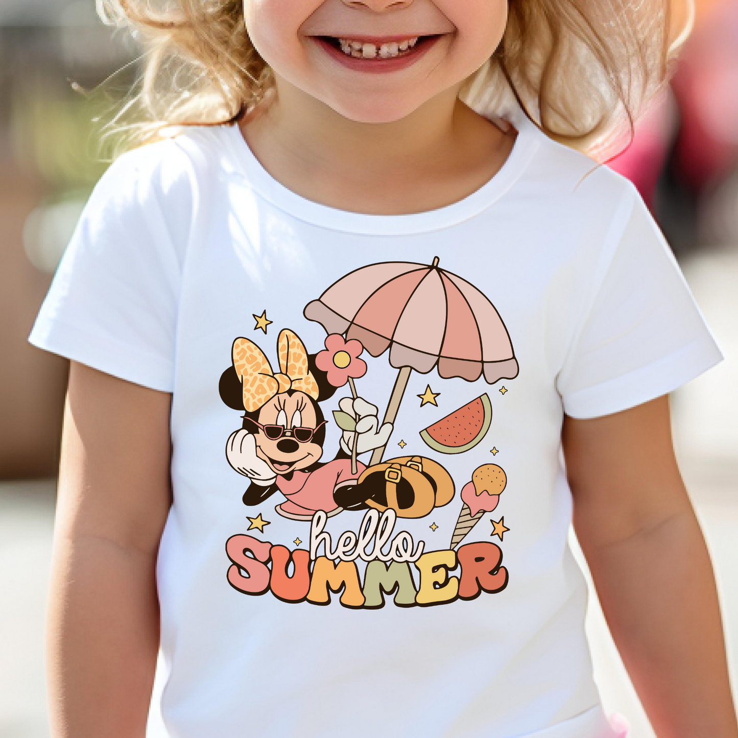 Hello Summer Minnie Full Color DTF Transfer