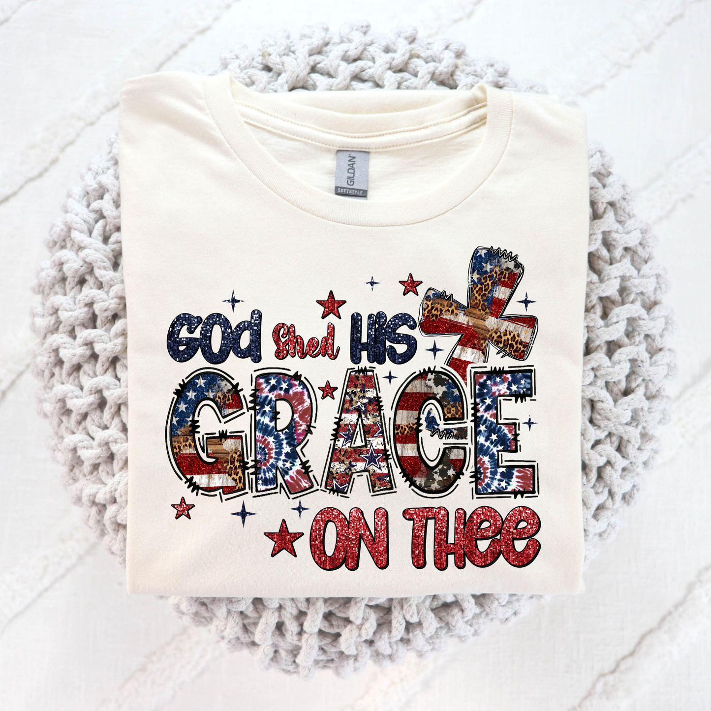 God Shed His Grace On Thee (Faux Glitter) Full Color DTF Transfer