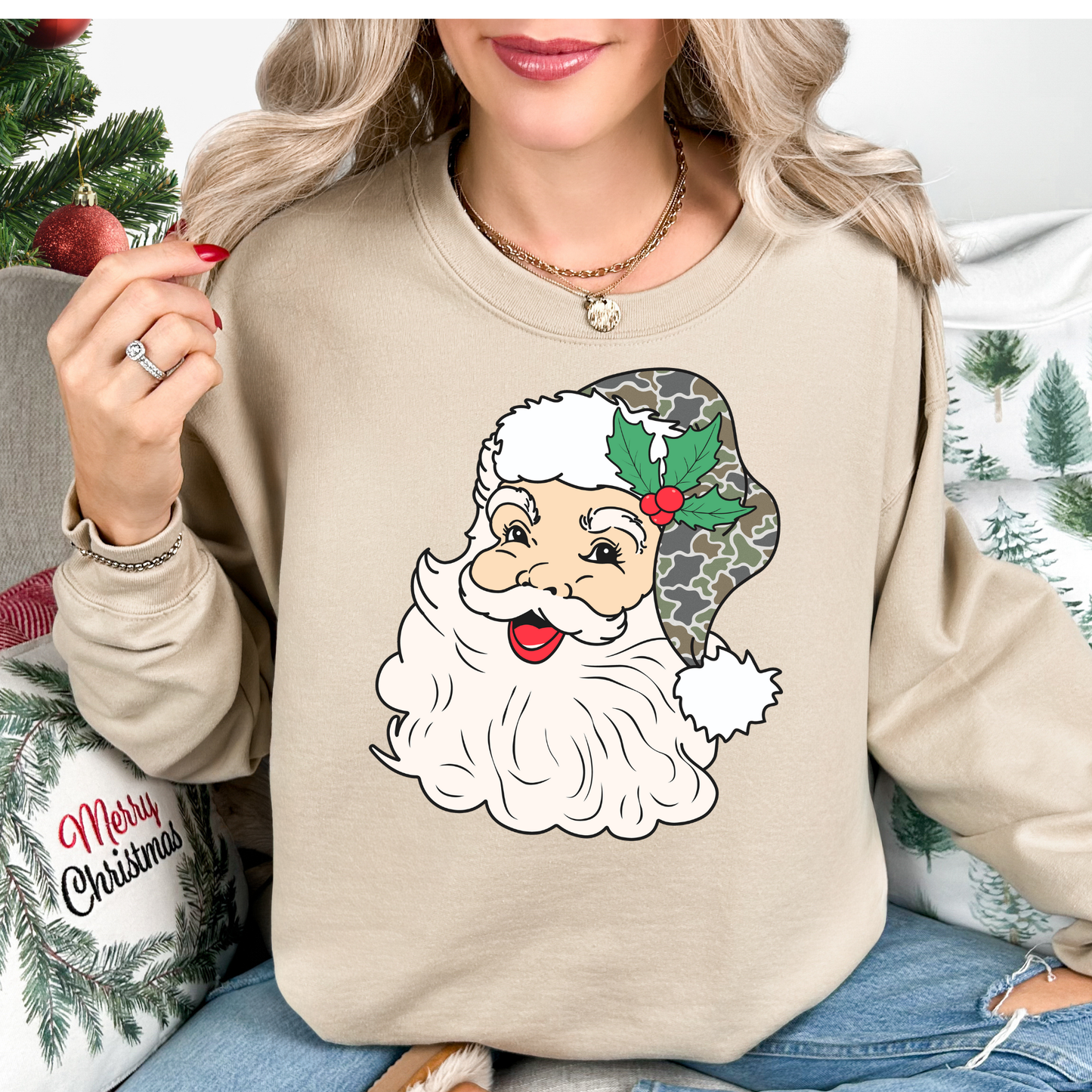 Camo Hat Santa Full Color DTF Transfer