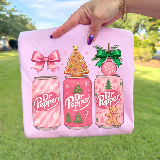 Pink Christmas Dr Pepper Full Color DTF Transfer