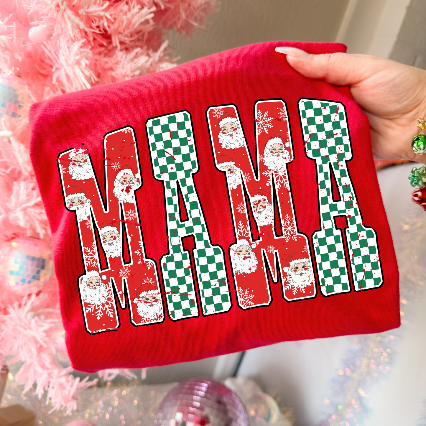 Mama (Santa/Checkered) Full Color DTF Transfer