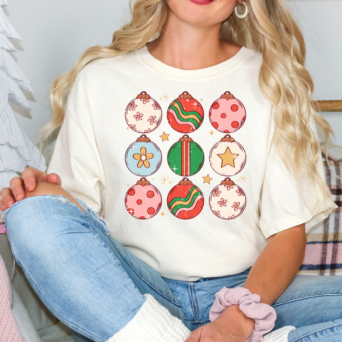 Christmas Ornaments Full Color DTF Transfer