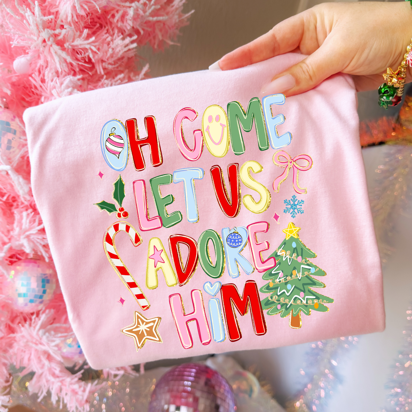 Oh Come Let Us Adore Him Full Color DTF Transfer