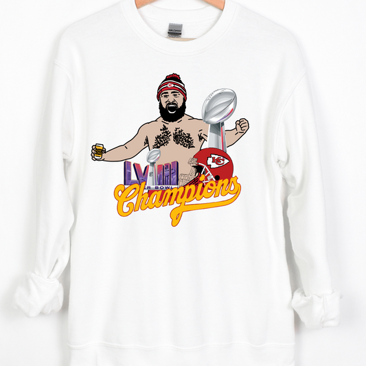 Champions Jason Kelce (Chiefs) LVIII (Trophy/Helmet) Full Color DTF Transfer