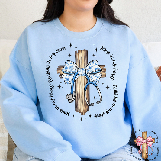 Jesus In My Heart Nursing In My Veins Full Color DTF Transfer