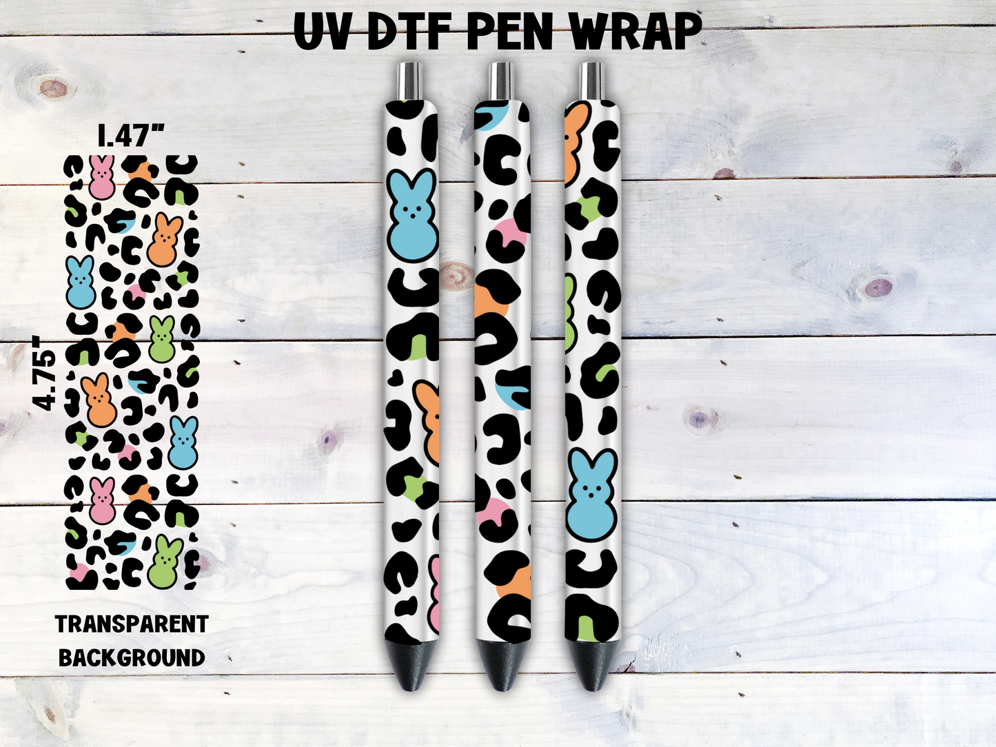 Leopard Print w/Bunnies UV DTF Pen Wrap Transfer