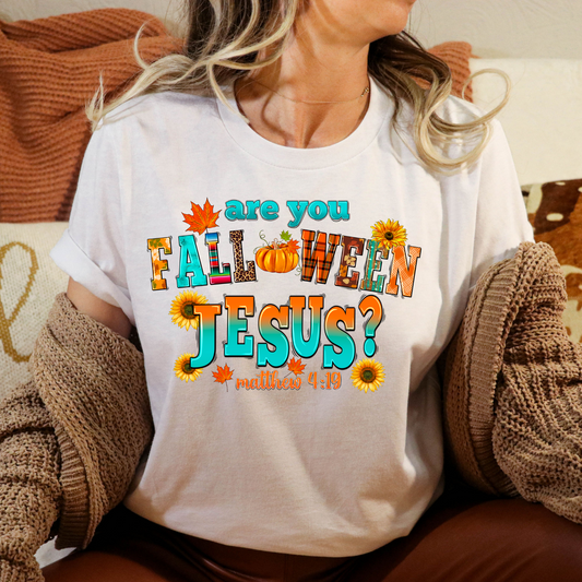 Are You Falloween Jesus (Turq/Orange) Full Color DTF Transfer