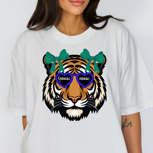 Bengals w/Teal Bows Full Color DTF Transfer