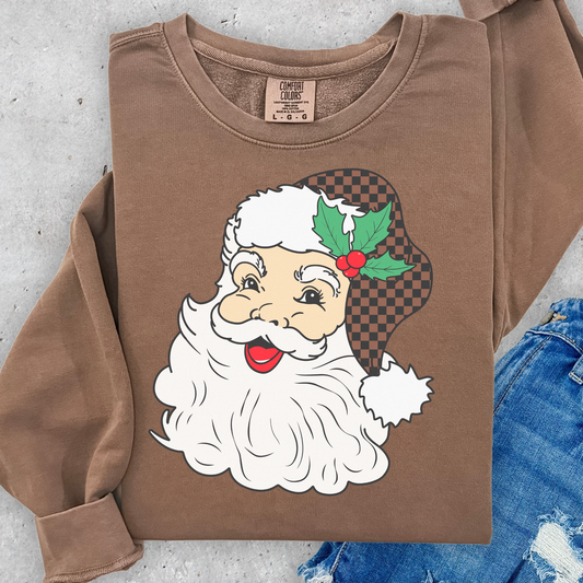 Checkered Santa Hat Full Color DTF Transfer