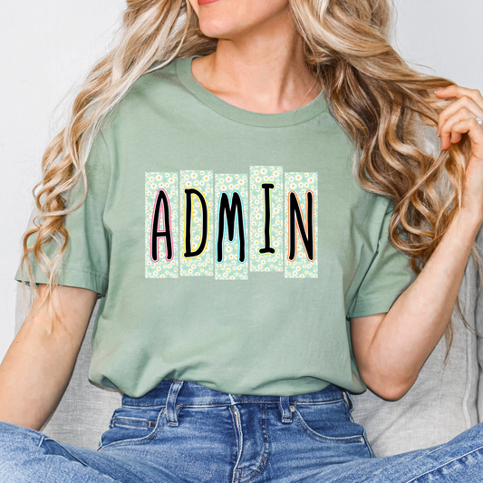 Admin (Floral Boxed) Full Color DTF Transfer