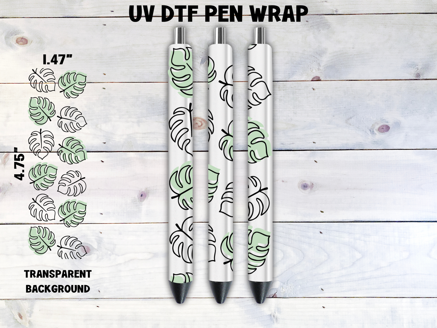 Tropical Leaves UV DTF Pen Wrap Transfer