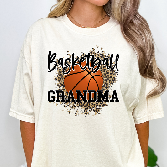 Basketball Grandma (Leopard Background) Full Color DTF Transfer