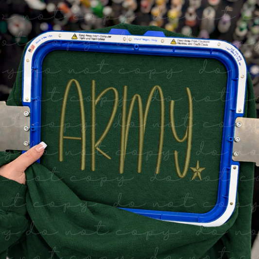 Army (Hand Lettered) Embroidered Sweatshirt/T-Shirt
