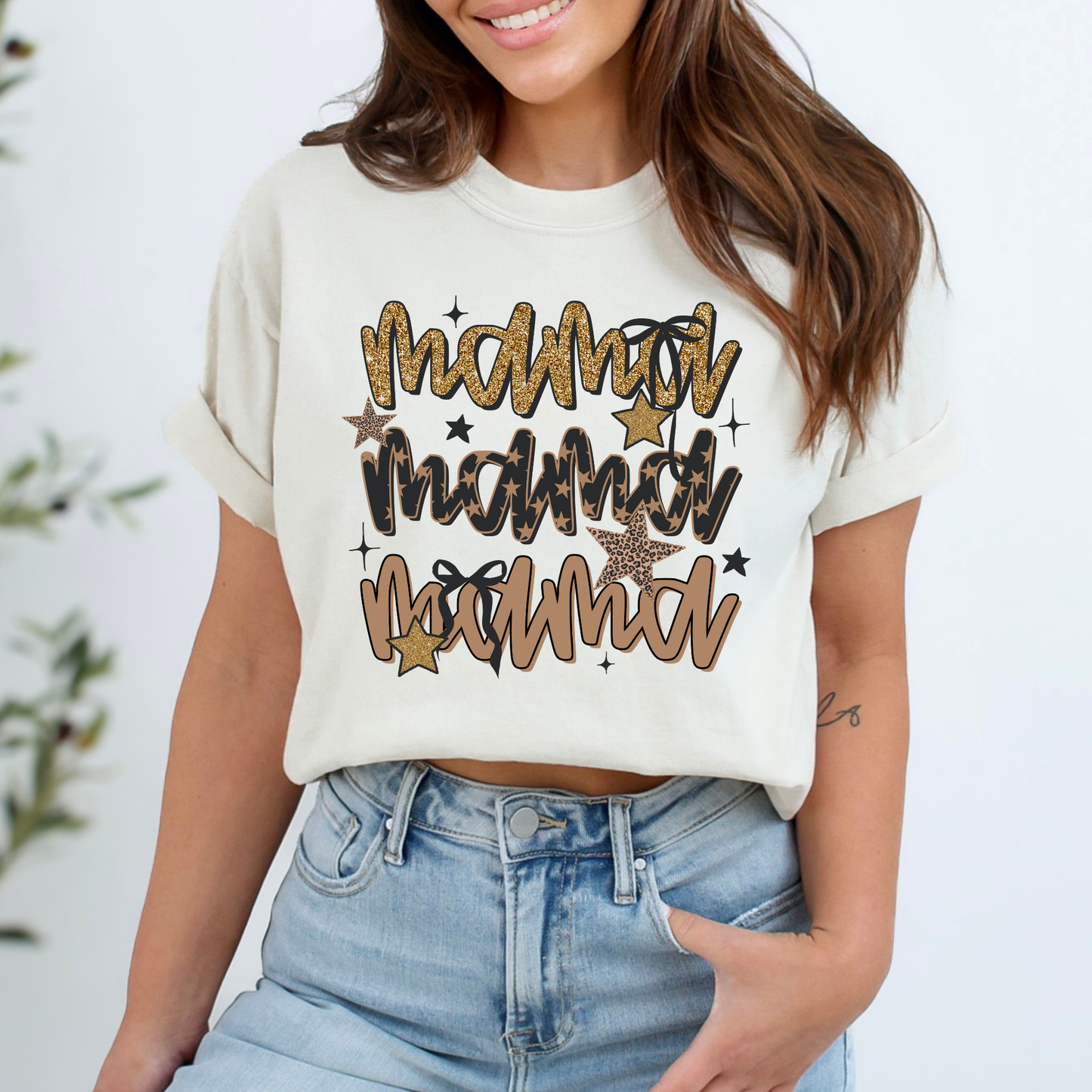 Mama (Brown Tone Stacked) Full Color DTF Transfer