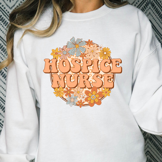 Hospice Nurse Floral Circle Full Color DTF Transfer