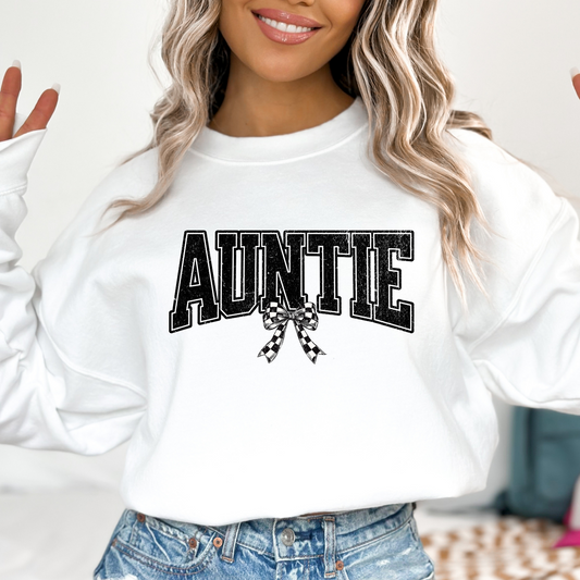 Auntie (Checkered Bow) Full Color DTF Transfer