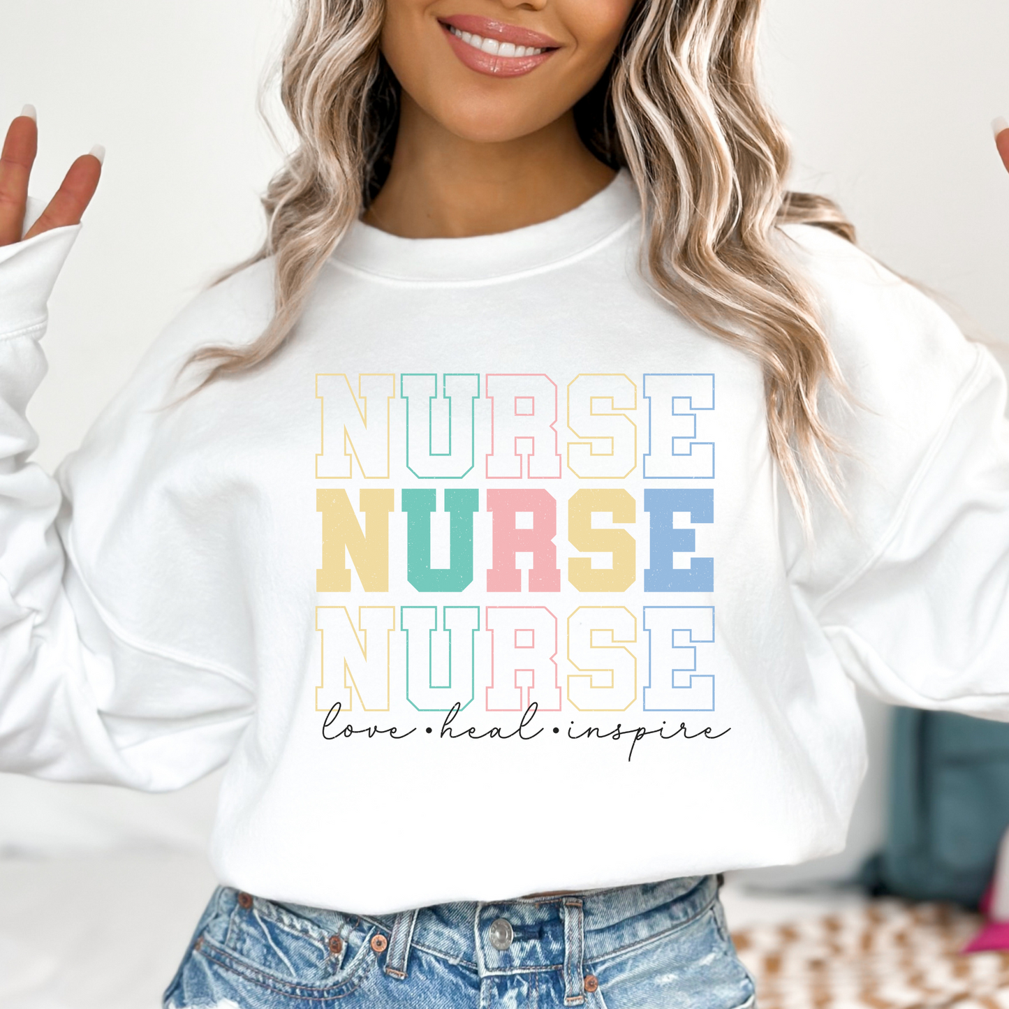 Nurse (Stacked) Love Heal Inspire Full Color DTF Transfer