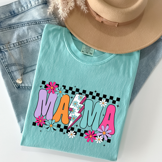 Multi Color Mama w/ Floral Lightning Bolt Full Color DTF Transfer