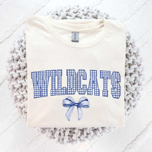 Wildcats (Blue Floral) w/Bow Full Color DTF Transfer