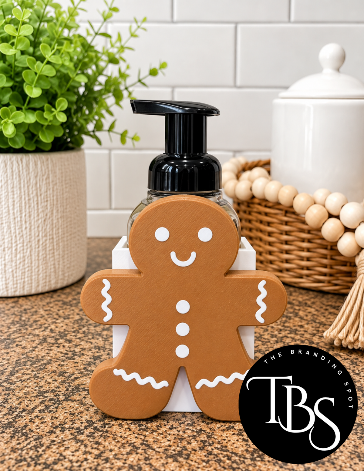 Gingerbread Man Interchangeable Soap Holder (Multi Soap Bottle Options)
