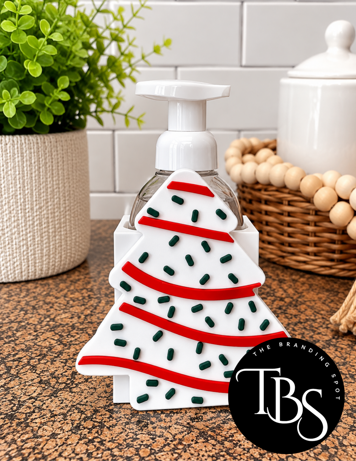 Christmas Tree Cake Interchangeable Soap Holder (Multi Soap Bottle Options)