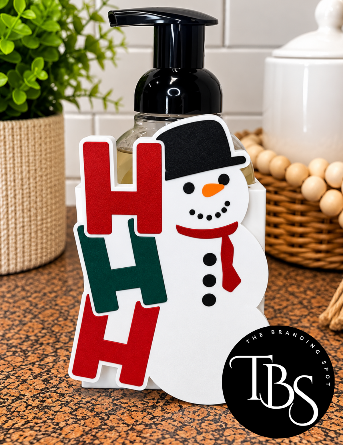 Ho Ho Ho Snowman Interchangeable Soap Holder (Multi Soap Bottle Options)