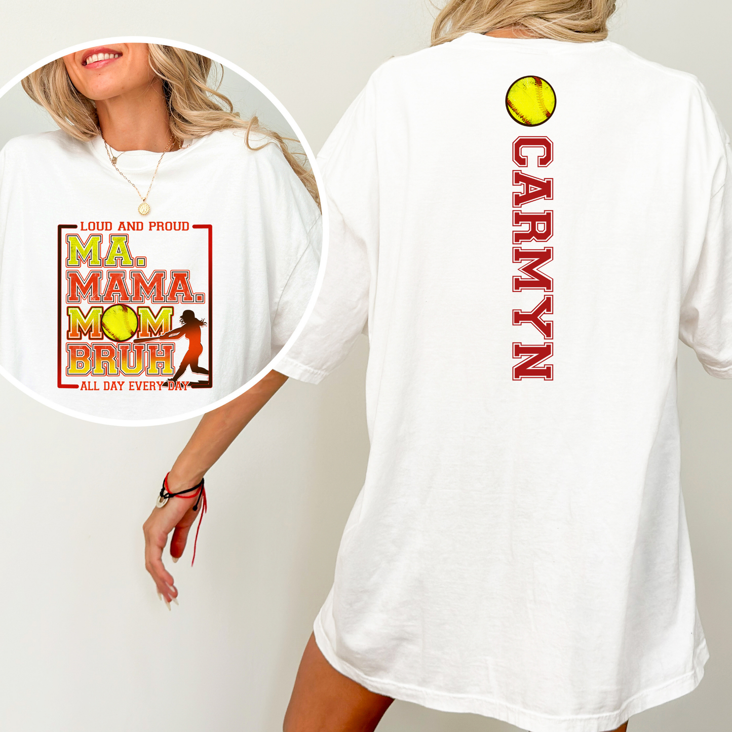 Ma. Mama Mom Bruh Softball (Personalized Back Option) Full Color DTF Transfer