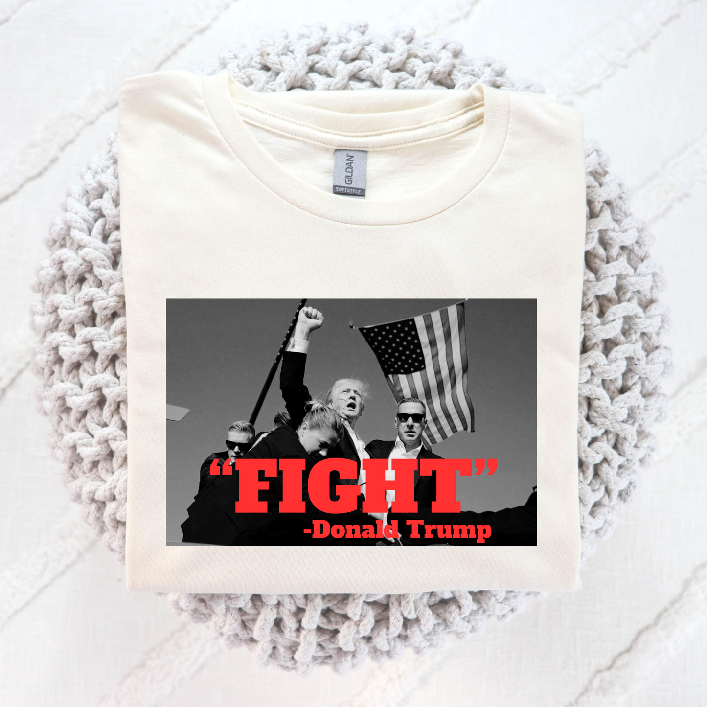 "Fight" Black and White  (Assassination Attempt Trump Rally 2024) Full Color DTF Transfer