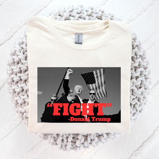 "Fight" Black and White  (Assassination Attempt Trump Rally 2024) Full Color DTF Transfer