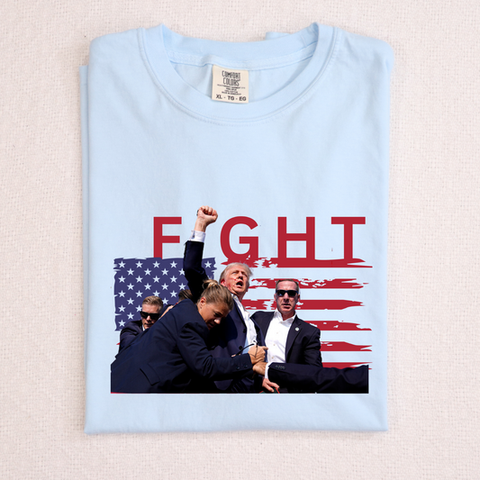 Fight w/Flag Background (Assisination Attempt Trump Rally 2024)  Full Color DTF Transfer