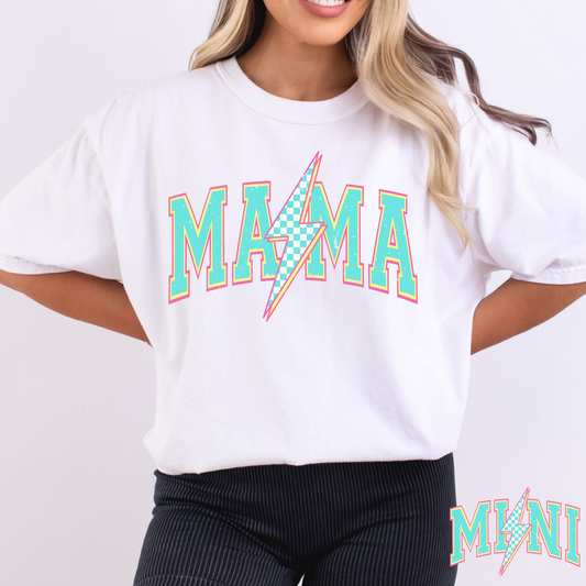 Light Blue/Checkered Mama (Mini Option) Full Color DTF Transfer