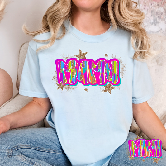Brush Stroke Faux Glitter Mama (Mini Option) Full Color DTF Transfer