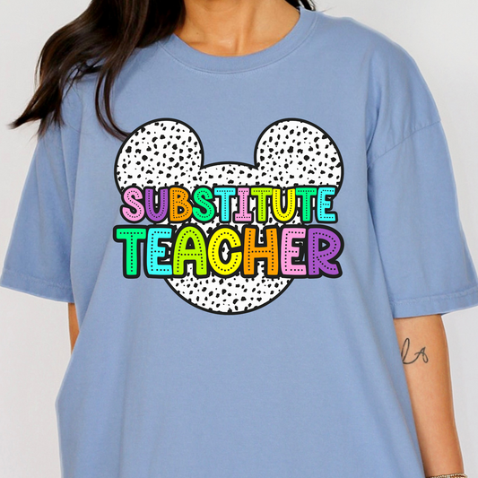 Substitute Teacher (Mouse Ears) Full Color DTF Transfer