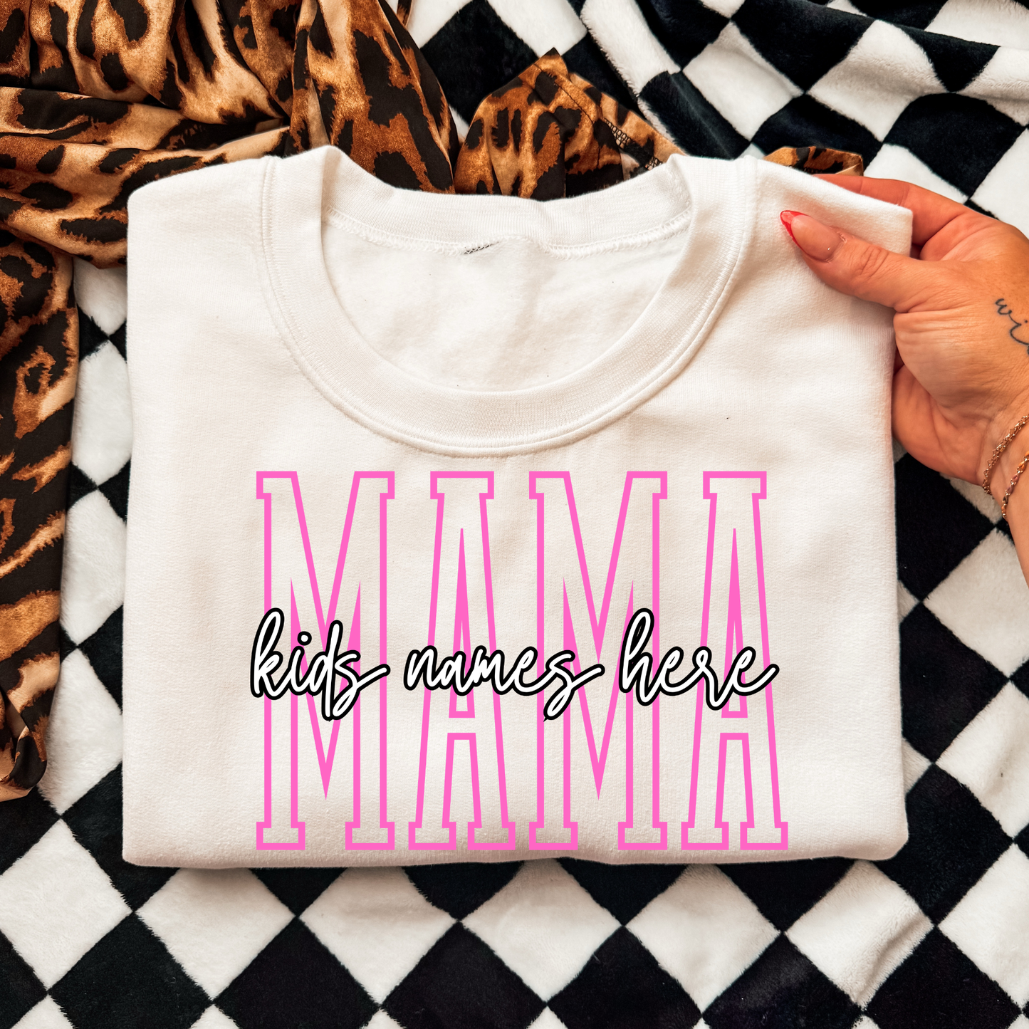 Personalized Mama w/Names (EDITABLE) Full Color DTF Transfer