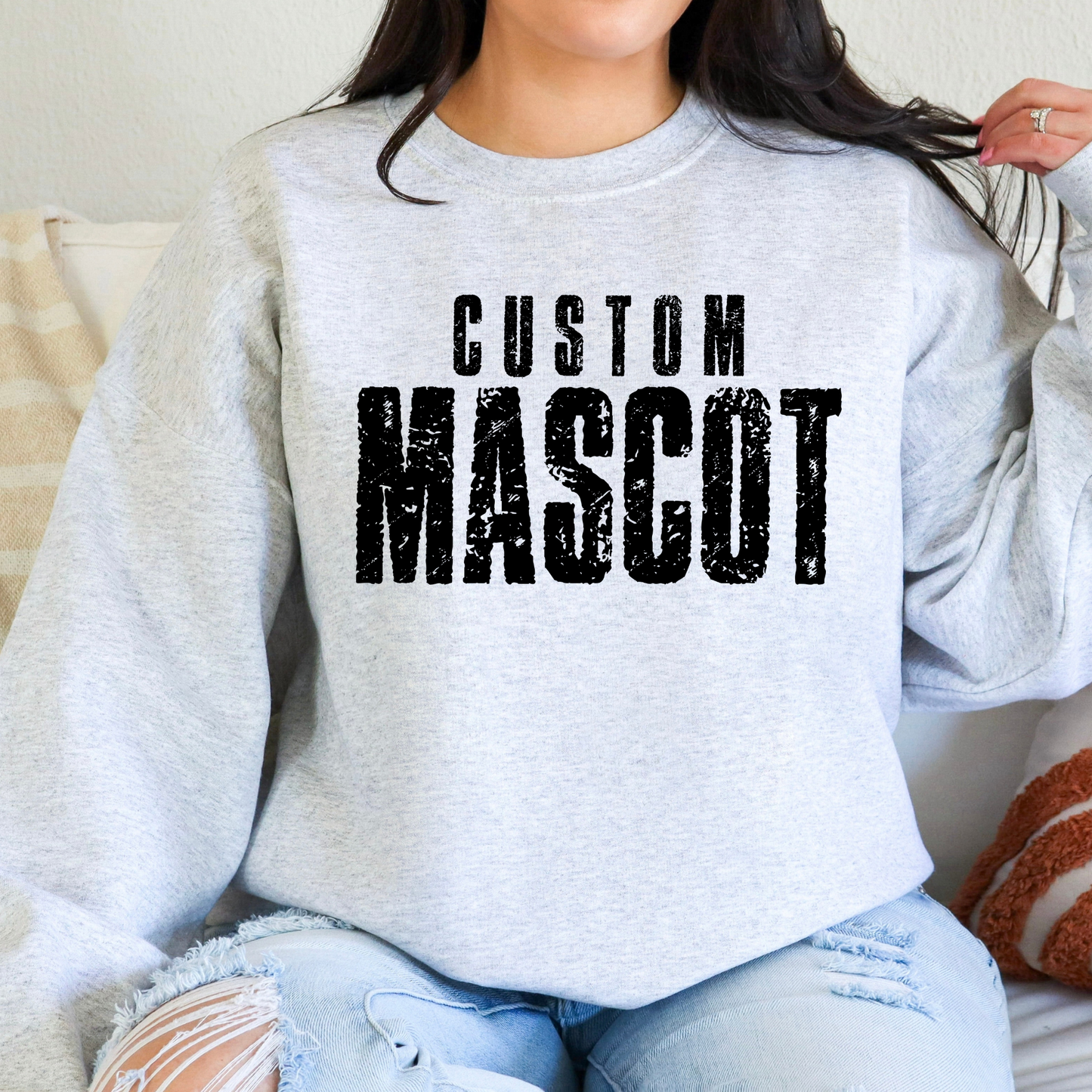 Custom Stacked Distressed Mascot (EDITABLE) Full Color DTF Transfer