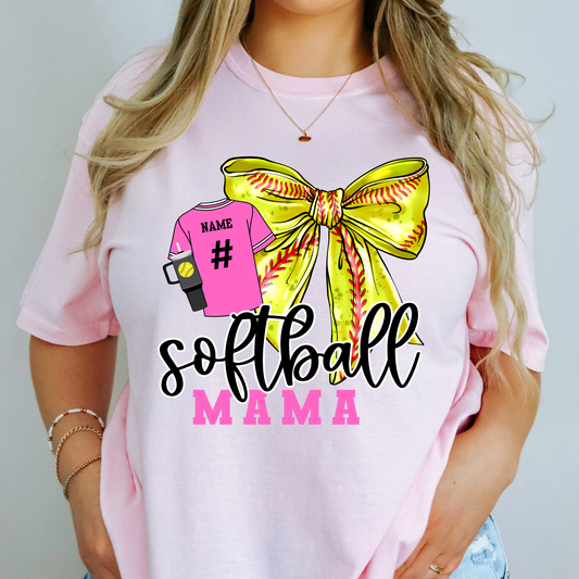 Custom Softball Mama Icons Player Name/Number (EDITABLE) Full Color DTF Transfer